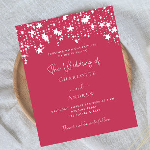 Papier Magenta blanc étoiles budget faire-part de mariage