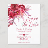 Papier Magenta burgundy roses enregistrer la date budget (Devant)