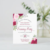 Papier Magenta Floral Mariage Soirée Budget Invitation (Debout devant)