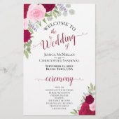 Papier Magenta & Pink Boho Floral Budget Wedding Programm (Devant)