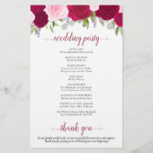 Papier Magenta & Pink Boho Floral Budget Wedding Programm (Dos)