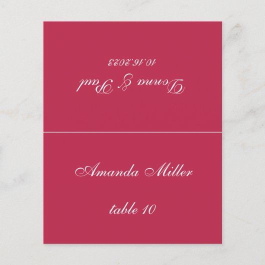 Papier Magenta Red Mariage Place Card Nom de l'invité imp (Devant)
