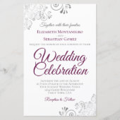 Papier Magenta sur le blanc BUDGET Mariage Inviter Grand (Devant)