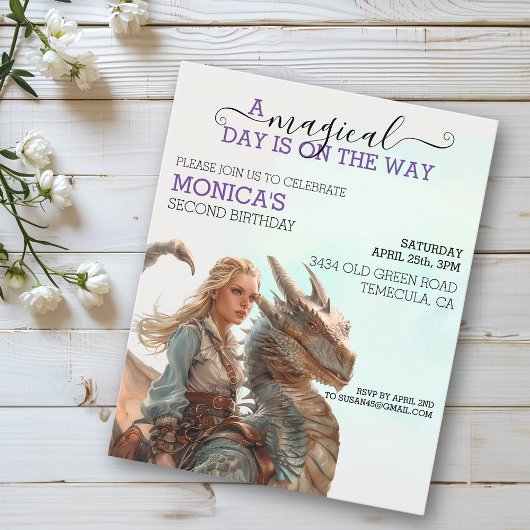 Papier Magic Dragon Rider Princess Anniversaire Enfant