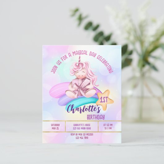 Papier Magical jour arc-en-ciel unicorn budget d'annivers (Debout devant)