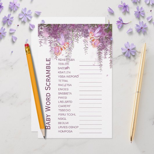 Papier Magique Fairy Thème Baby Word Scramble Jeu