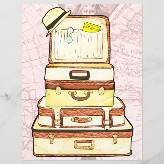 Papier Magnifique vintage voyage valises scrapbooking (Devant)