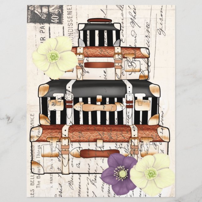 Papier Magnifique vintage voyage valises scrapbooking (Devant)
