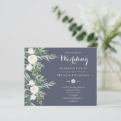 Papier Magnolia Dusty Blue Flower Wedding Invite BUDGET (Debout devant)
