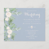 Papier Magnolia Dusty Blue Flower Wedding Invite BUDGET (Devant)