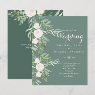 Papier Magnolia Sage Green Floral Wedding Invite BUDGET