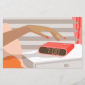 Papier Main des femmes poussant le bouton snooze du révei (Devant)