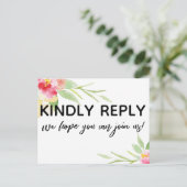 Papier main libre Fleurs Boho Choix de menu RSVP (Debout devant)