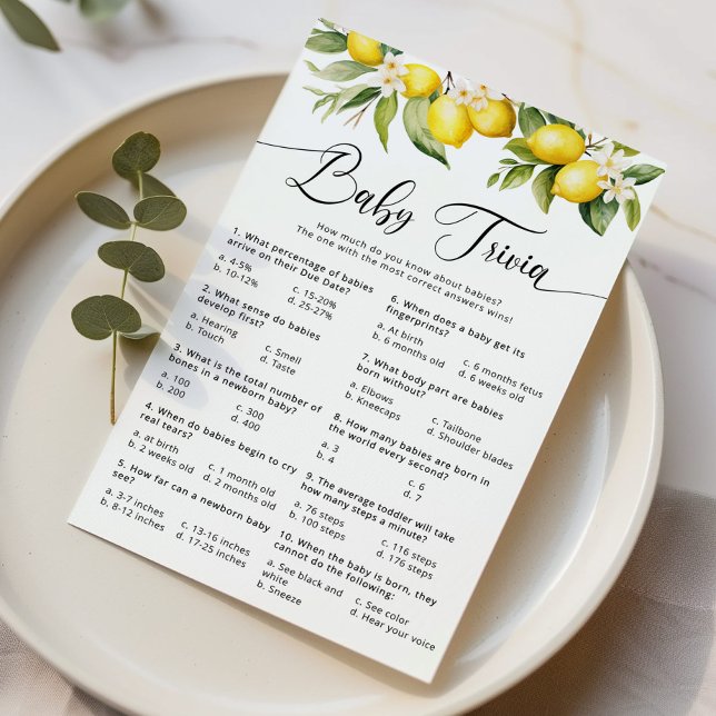 Papier Main squeeze citron bébé trivia jeu (Créateur téléchargé)