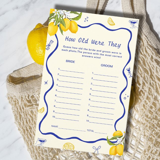 Papier Main Squeeze Fête des mariées Lemon Guess Age Game (Créateur téléchargé)