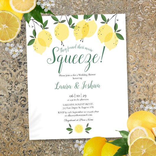 Papier Main Squeeze Lemon Wedding shower Invitation budgé
