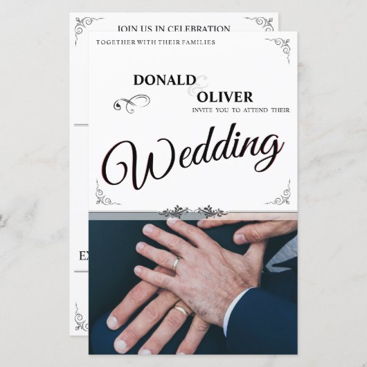 Papier Mains d'un couple de Mariages gais avec anneaux (Devant / Derrière)