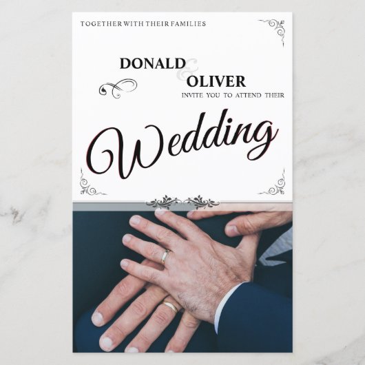 Papier Mains d'un couple de Mariages gais avec anneaux (Devant)