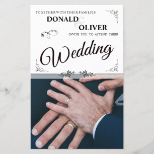 Papier Mains d'un couple gay de mariage avec des anneaux