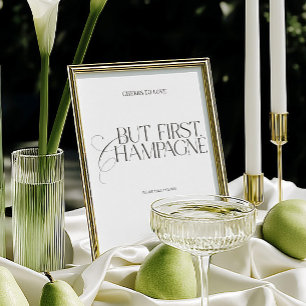 Papier Mais d'abord, panneau de mariage élégant Champagne