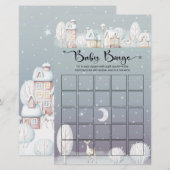 Papier Maison neige hiver baby shower bébé jeu de bingo (Devant / Derrière)
