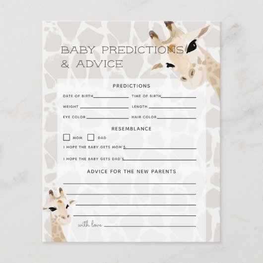 Papier Maman & Baby Giraffe Baby Predictions & conseils (Devant)