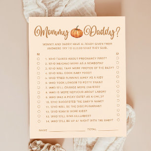 Papier Maman Ou Papa Automne Citrouille Baby shower Jeu