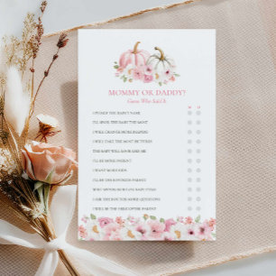 Papier Maman ou papa Automne fille Baby shower jeu