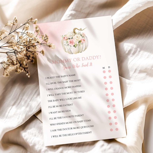 Papier Maman ou papa Automne fille Baby shower jeu (Mommy and Daddy Fall Girl Baby Shower Game)