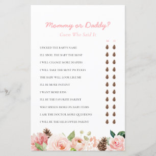 Papier Maman ou papa Baby shower d'hiver rose jeu