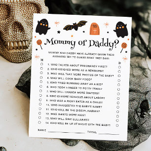 Papier Maman Ou Papa Baby shower Halloween Jeu