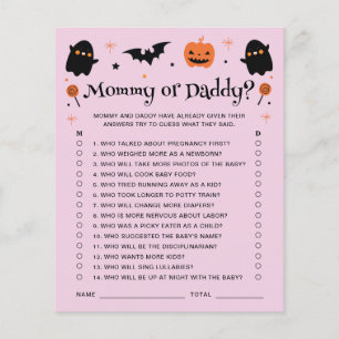Papier Maman Ou Papa Halloween Jeu de Baby shower de cuis