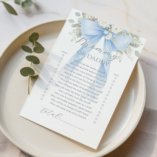 Papier Maman ou papa jeu de baby shower à nœud floral ble