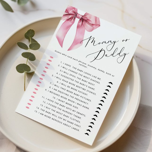 Papier Maman ou papa Pink Bow Guess Qui joue (Créateur téléchargé)