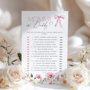 Papier Maman ou papa Pink Bow jeu de baby shower Floral