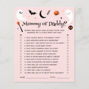 Papier Maman Ou Papa Pink Halloween Baby shower Jeu