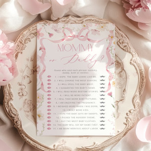 Papier Maman ou Papa Ruban Rose Devine Qui jeu Floral