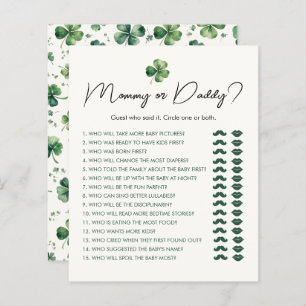 Papier Maman ou papa St. Patrick's Day Baby shower Jeu