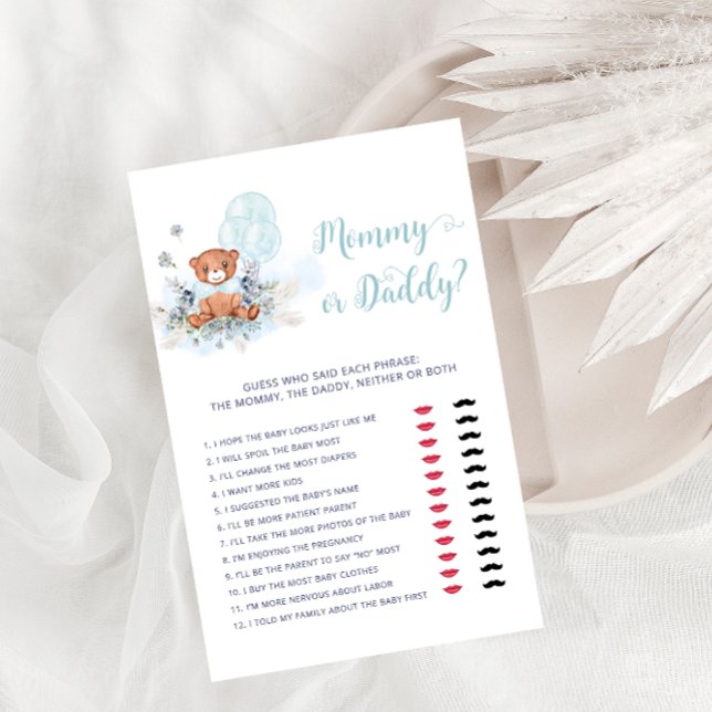 Papier Maman ou papa Teddy Bear Baby shower Jeu (Créateur téléchargé)