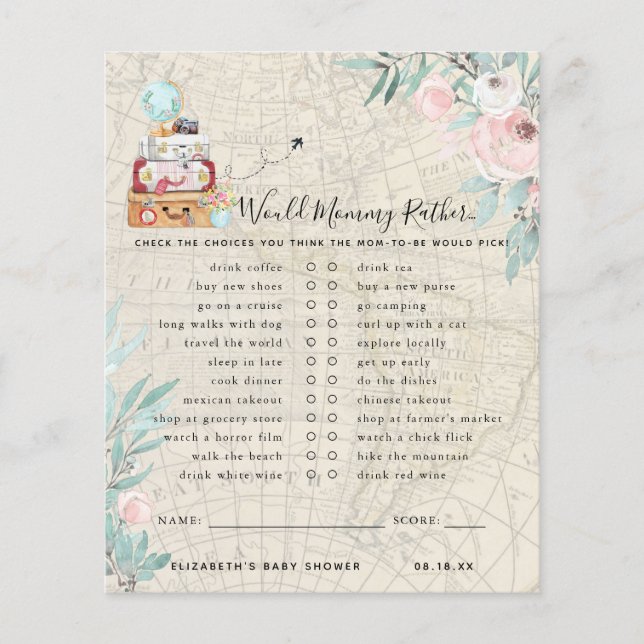 Papier Maman préférerait | Jeu de Baby Shower (Devant)