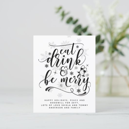 Papier Manger Boire Soyez Joyeux Noël Typographie Budget (Debout devant)