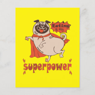 Papier Manger est mon superpouvoir cape rouge pug style d