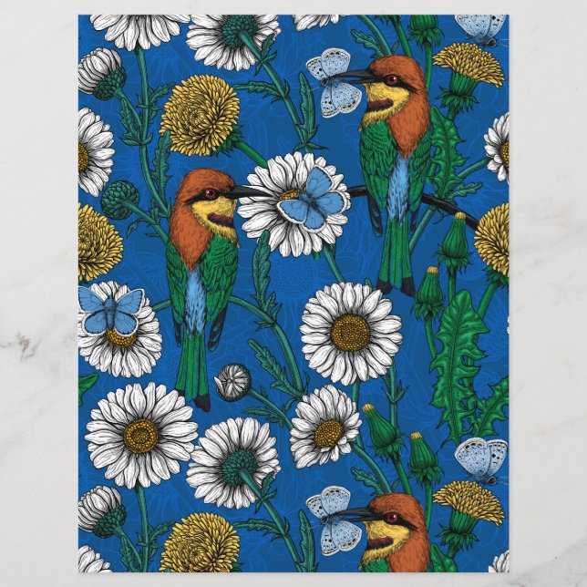 Papier Mangeurs d'abeilles sur bleu (Devant)