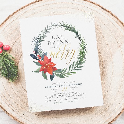 Papier Mangez Boire & Soyez Joyeux | Gold Christmas Party