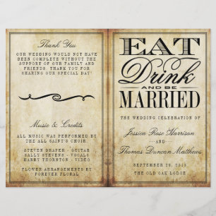 Papier Mangez, buvez et soyez marié Mariage Vintage