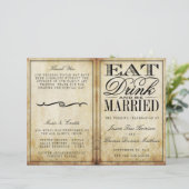 Papier Mangez, buvez et soyez marié Mariage Vintage (Debout devant)