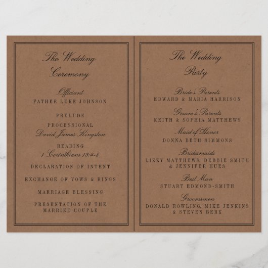 Papier Mangez, buvez et soyez marié Rustique Mariage Kraf (Dos)