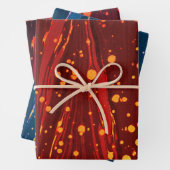 PAPIER MARBÉ BLEU ROUGE ABSTRAIT, ESPACES D'OR (En situation)