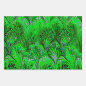 PAPIER MARBÉ, MOTIF ABSTRAIT ROUGE VERT JAUNE (Devant 3)