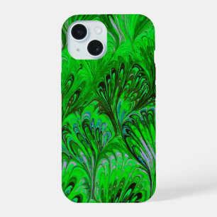 PAPIER MARBÉ, MOTIF ABSTRAIT VERT PEACOCK